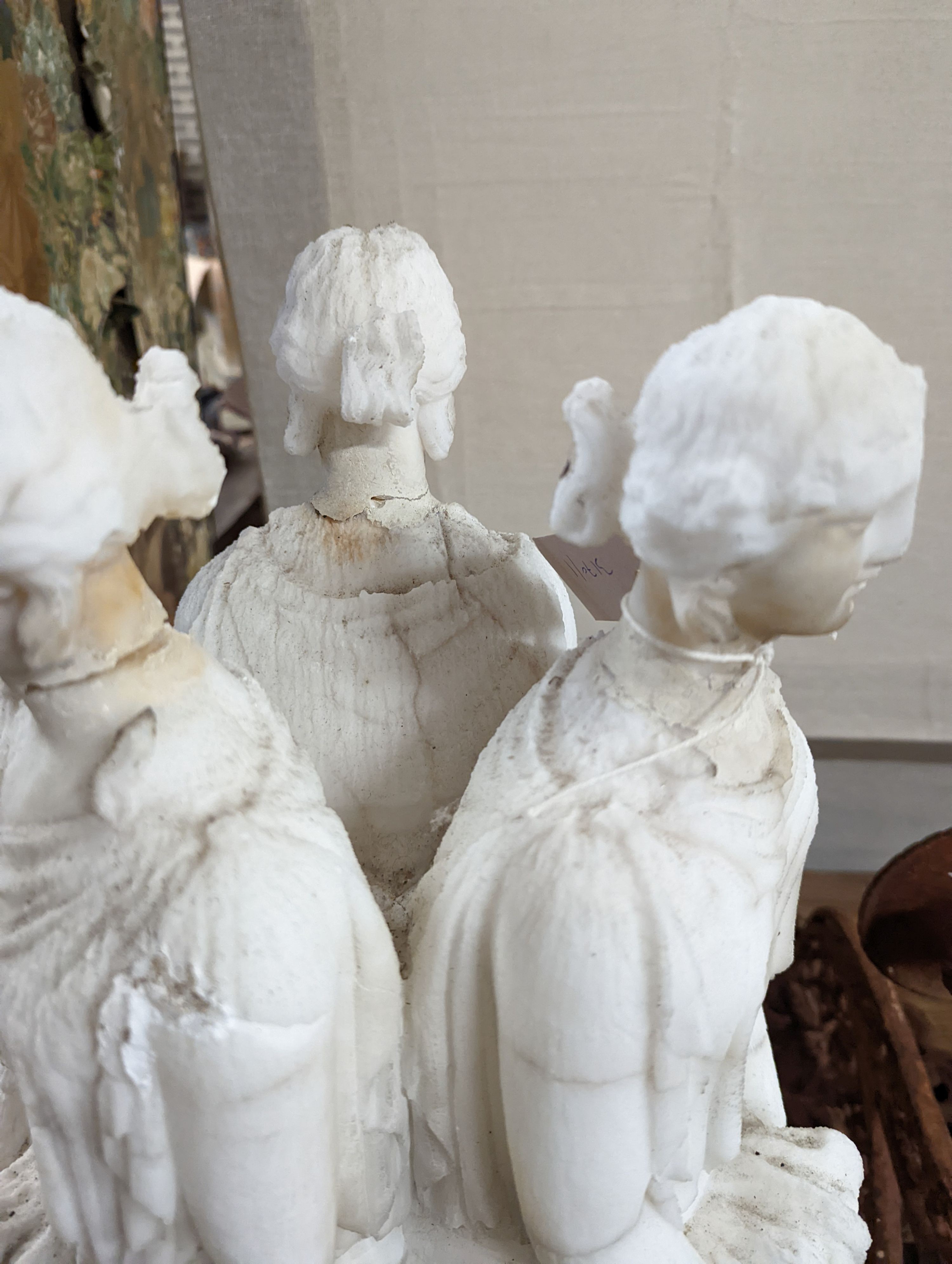 An Italian Alabaster figure of the three graces, 61cm Height